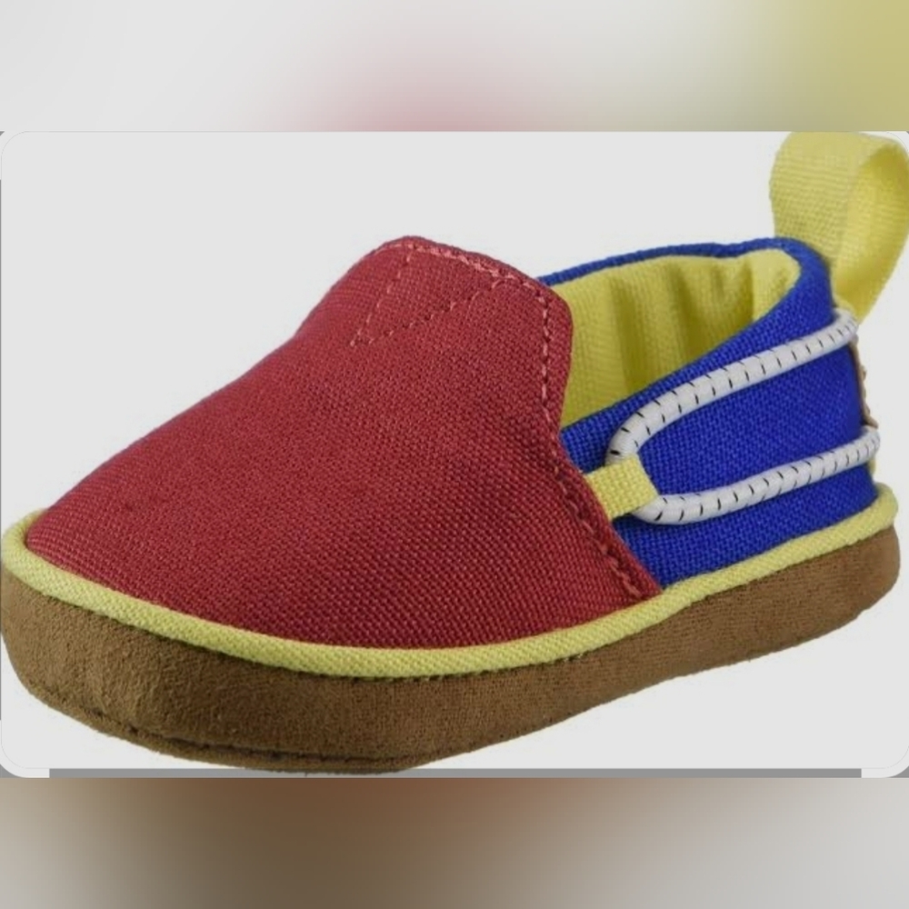 New Baby Toms Tiny Lima Red Blue Canvas Crib Shoe Size 2 Infant